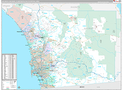 San Diego-Carlsbad Metro Area Wall Map Premium Style 2026